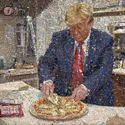 cnn news footage taken. trump is making a piza.