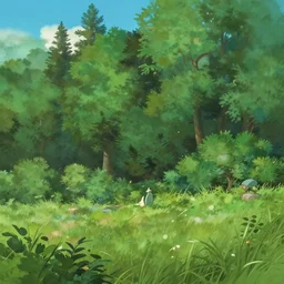 forest lanscape panorama by makoto shinkai in pixar style backdrop drawing