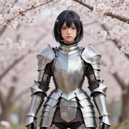 a masterpiece ultrarealistic ultradetailed photograph of a lifelike real anime girl that is dressed in steel plate armor, cute, surrounded by cherry blossoms, photoreal image, art by wlop, photoreal, lgbt, highly rendered, blender, unreal engine, readable, extremely detailed, trending on artstation, sharp focus, 4 k