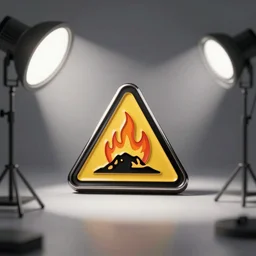 retro minimalist enamel pin of a fire graffiti, warning label, studio lighting, behance