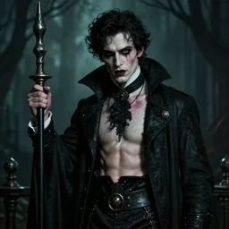 frank dillane hunting vampires in london, victorian era, old english garb, gothic, horror, realistic, intricate, detailed, scary, beautiful, trending on artstation, masterpiece, sexy, seductive, handsome, cool, badass, shirtless!!