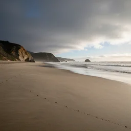 wide angle shot, northern california coast beach