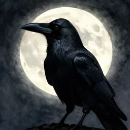 portrait, silhouette of a crow blends into the moon, watercolor, dramatic lighting, cinematic, establishing shot, extremely high detail, foto realistic, cinematic lighting, digital art, vector, by Yoshitaka Amano, Ruan Jia, Kentaro Miura, Artgerm, post processed, concept art, artstation, matte painting, style by eddie mendoza, raphael lacoste, alex ross