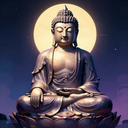 contented peaceful synthwave buddha, digital art artstation trending detailed