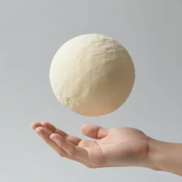 a photograph of a dough ball hovering in the air, thrown up between tho hands, palm open, flour dust flying, live fire in the background, backlit scene, dramatic lighting, high contrast, vibrant colors, professional photo