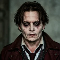 Johnny Depp creepy character, portrait by Beksiński