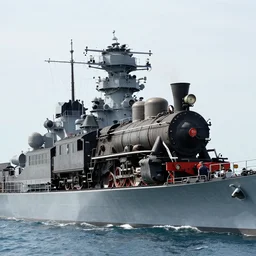 steam train landing on the battleship yamato