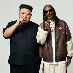 kim jong un is smoking weed with snoop dog.