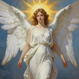 highly detailed oil painting | very intricate | cinematic lighting | award - winning | the beautiful angel of the sun wearing a flowing toga | by roberto ferri, by tom bagshaw, by j. c. leyendecker and klimt, beautiful cinematic light, american romanticism, by austin osman spare, artstation, cgsociety, official art, octane