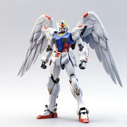 distinct 3 d model, full body sci - fi mecha arc angel, machine wing, gundam wing style armor, pacific rim style jaeger, wide armored helmet jaeger, kaiju, kaiju in metal exoskeleton