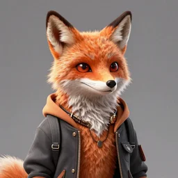 orange anthro fox wearing hipster clothes, digital art, gray background, very detailed, deviantart,
