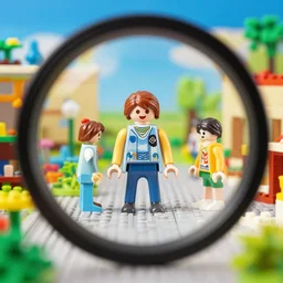 view into a playmobil set extreme perspective, forshortening, special effects zoom