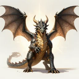 full figure dragon, frontal view, skyrim, got, luminous scene, by greg rutkowski and alphonse mucha, d & d monster, gradient yellow to red, in hell, highly detailed, digital painting, artstation, concept art, smooth, sharp focus illustration, artstation hq