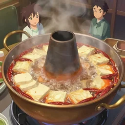 a delicious, simmering hotpot, key visual, a fantasy digital painting by makoto shinkai and james gurney, trending on artstation, highly detailed