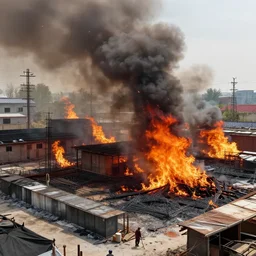Chinese sweatshop on fire