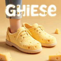 advertisement for shoes made of cheese