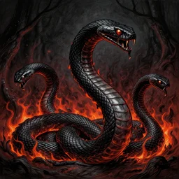 a painting of scary snakes made of black colored fire, dark colors, sinister atmosphere, dramatic lighting, cinematic, establishing shot, extremely high detail, photo realistic, cinematic lighting, pen and ink, intricate line drawings, by Yoshitaka Amano, Ruan Jia, Kentaro Miura, Artgerm, post processed, concept art, artstation, matte painting, style by eddie mendoza, raphael lacoste, alex ross,
