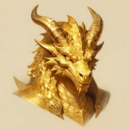 Headshot of a golden Dragonborn with cut horns, D&D Character Art Commission Portrait, Pathfinder, RPG Art