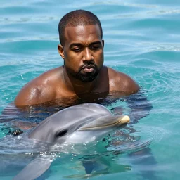 kanye west swimming with dolphins