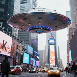 ufo landing in times square. 4 k