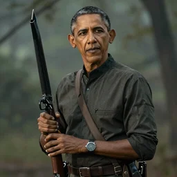 Portrait photography of Barak Obama as a hunter from 'Bloodborne'