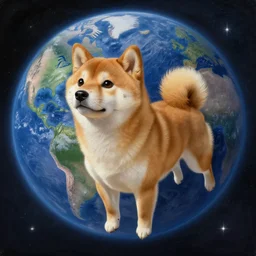 painted of a cute shiba inu, floating in space, the earth in the background, gravity, fantasy intricate elegant extremely detailed digital painting trending artstation concept art sharp focus illustration art by gustave courbet greg rutkowski craig mullins