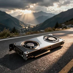 a gpu running on the road, photo