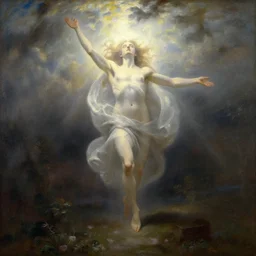 a painting of a soul ascending into the light, art by frank weston benson, dynamic lighting by delphin enjolras.