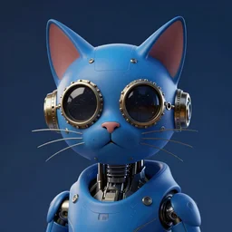 machine cat the assassin, steampunk mask, love death & robots, headshot, cyberpunk 2 0 7 7, blue color scheme, unreal engine, highly detailed, c 4 d, houdini, smooth lines, cinematic lighting, 8 k, artstation, concept art, sharp focus, illustration, aesthetic