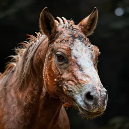 face photo of a horse iguana hybrid
