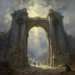 ''cinematic shot'' of gates to heaven full detailed 8 k realistic atmosferic made by ivan aivazovsky, peter mohrbacher, greg rutkowski volumetric light effect broad light oil painting painting fantasy art style sci - fi art style realism premium prints available artwork unreal engine