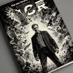 Pulp book cover Noir dynamic dutch angle Twin Peaks book movie poster artwork by Tomer Hanuka Rendering of an flock ominous owls exploding and fly all around Dale Cooper, full of details, by Makoto Shinkai and thomas kinkade, Matte painting, trending on artstation and unreal engine