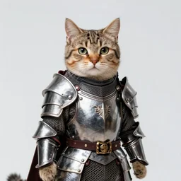 a cat wearing armor like a knight, high quality render, studio lighting