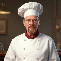 Walter White dressed as a cook, digital art, artstation, high detailed, high rendering, high quality,
