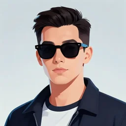 portrait of handsome confident max headroom wearing sunglasses, synthwave, digital art, greg rutkowski, loish, rhads, beeple, makoto shinkai and lois van baarle, ilya kuvshinov, rossdraws, tom bagshaw, alphonse mucha, - h 6 4 0