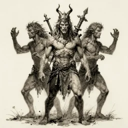 brian froud - three headed man fantasy illustration