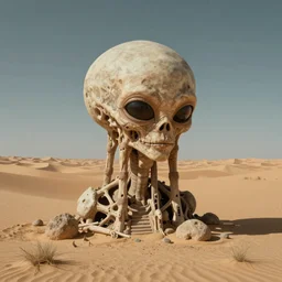 alien structure in the desert in the style of beksinski, surreal, hyper detailed