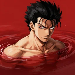 portrait of guts from berserk submerged in red water, extremely detailed, made by Justin Fields artstation