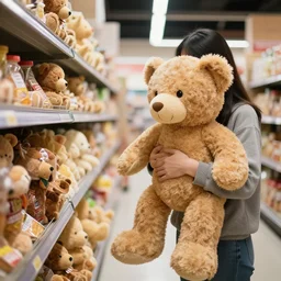 teddy bears doing grocery shopping