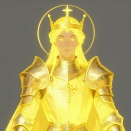 A fancy portrait of a yellow glowing holy knight by Greg Rutkowski, Sung Choi, Mitchell Mohrhauser, Maciej Kuciara, Johnson Ting, Maxim Verehin, Peter Konig, 8k photorealistic, cinematic lighting, HD, high details, dramatic, Bright atmosphere, trending on artstation