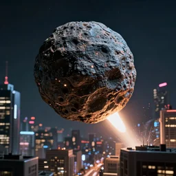 meteorite hitting a cyberpunk city at night by wlop, key visual, high detail, digital art