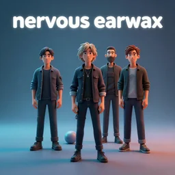 album cover for a band named nervous earwax, 3 d, ambient lighting, commercial, artful, concept art, rendered in octane, corona, vray, and unreal engine
