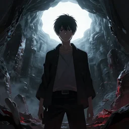 digital art of an anime character staring into the abyss as he dies. 8k resoution, digital art, trending on art station,