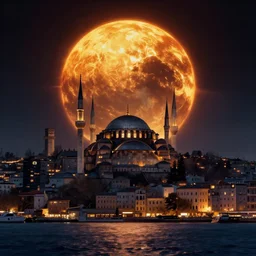 cyberpunk Constantinople during a solar eclipse, concept art, style of Greg Rutkowski