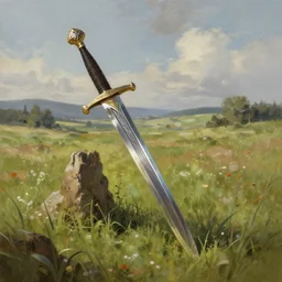 field of swords, landscape. digital painting, hd, detailed.