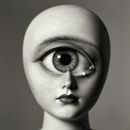Portrait of a eye antropomorphe, surreal photography by Man Ray