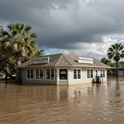 brown water flooding a corner shop in Jacksonville