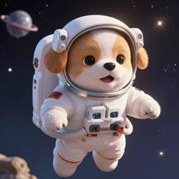 cute puppy astronaut in space pixar movie poster