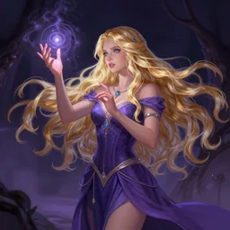 a beautiful artwork of a sorceress with long blonde hair performing magic, by Brooke Shaden, featured on artstation