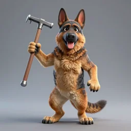 a humanoid german shepherd flexing holding a crowbar, dslr, 8 k, octane beautifully detailed render, cold lighting, cinematic lighting, white background, detailed photo, masterpiece, volumetric lighting, ultra realistic, highly detailed, high quality, lossless, photorealistic, grayscale
